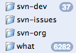 svn-dev: 37 unread.  whatwg: 6282 unread.